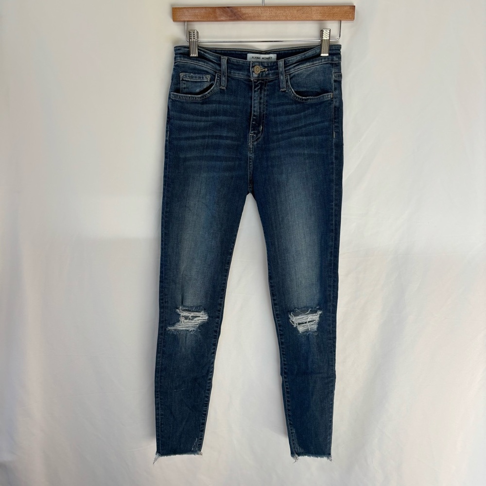 Flying Monkey Dark Blue Distressed Skinny Jeans Size 27
